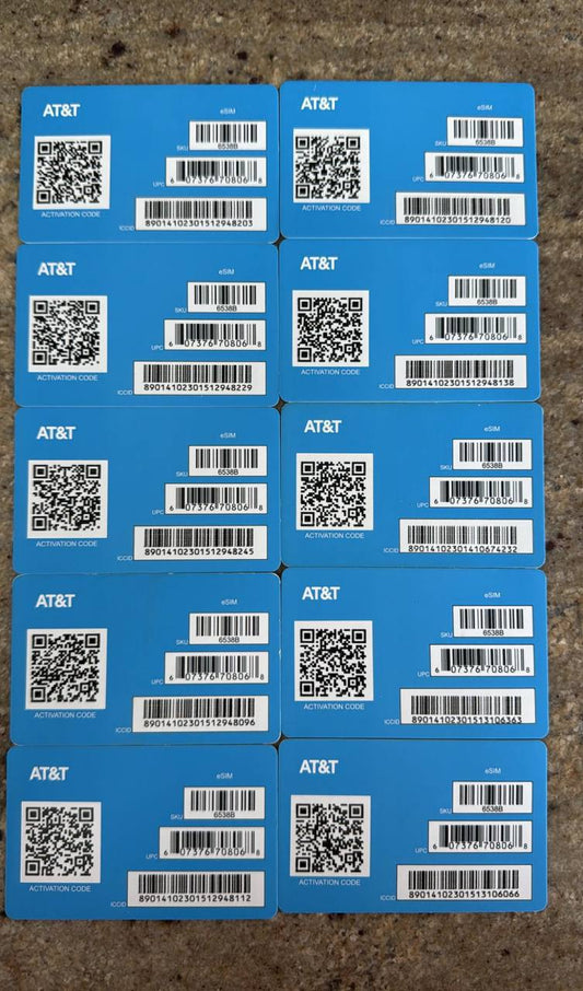 At&t physical esims cards available